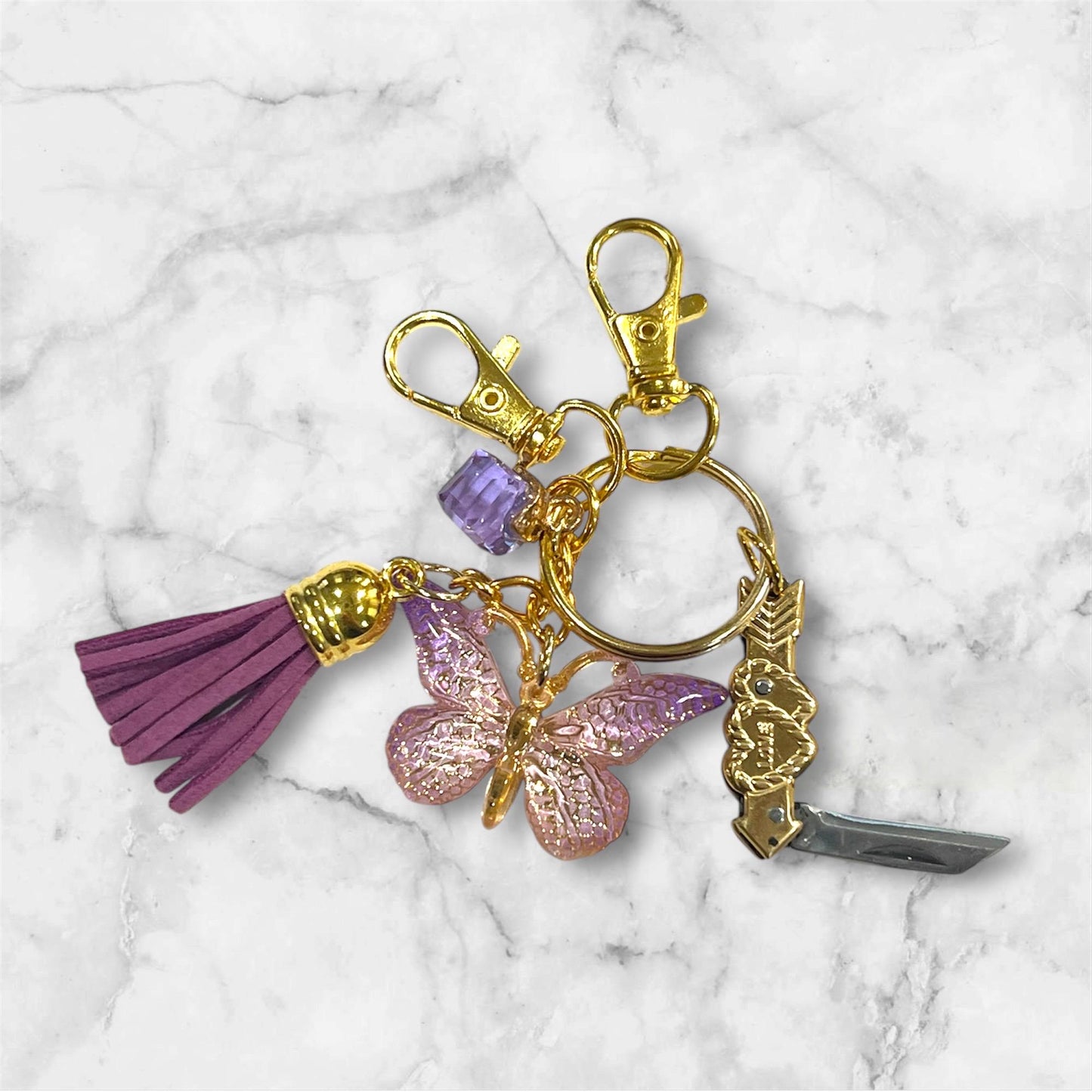 Butterfly “love” Mini Knife Keychain