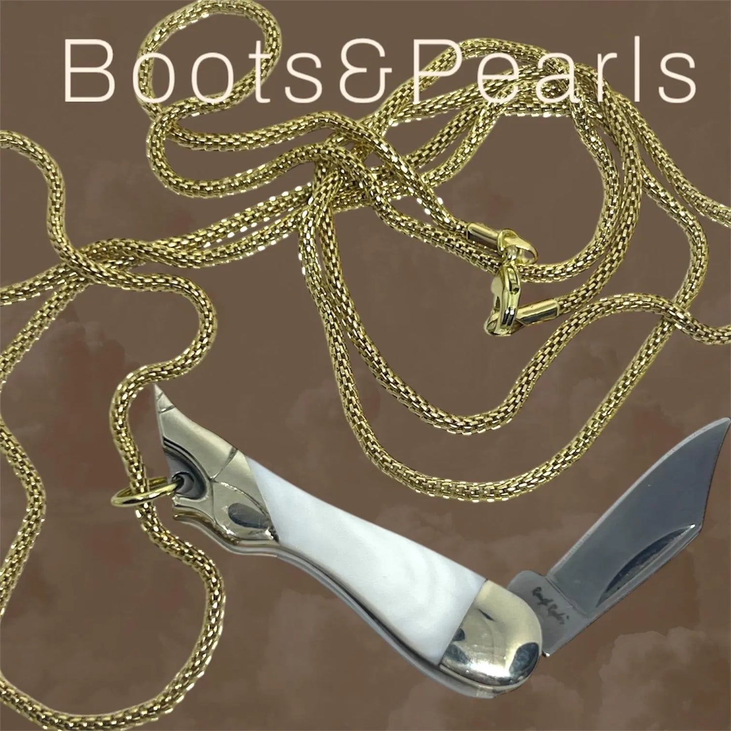 These Boots were Made for Walking! 14K Plated Boot Pearl Mini Knife Necklace