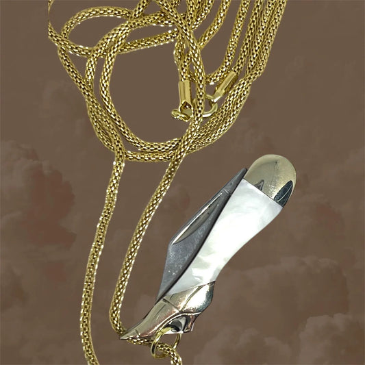 These Boots were Made for Walking! 14K Plated Boot Pearl Mini Knife Necklace