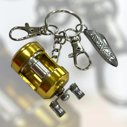 Trolling Reel and Mini Fish Knife Keychain