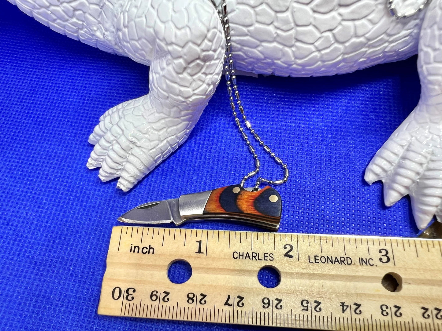 Stainless Steel Silver Dot and Dash Chain with Small Pocket Knife Pendant